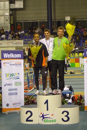 Rogier op het podium NK Indoor 2007